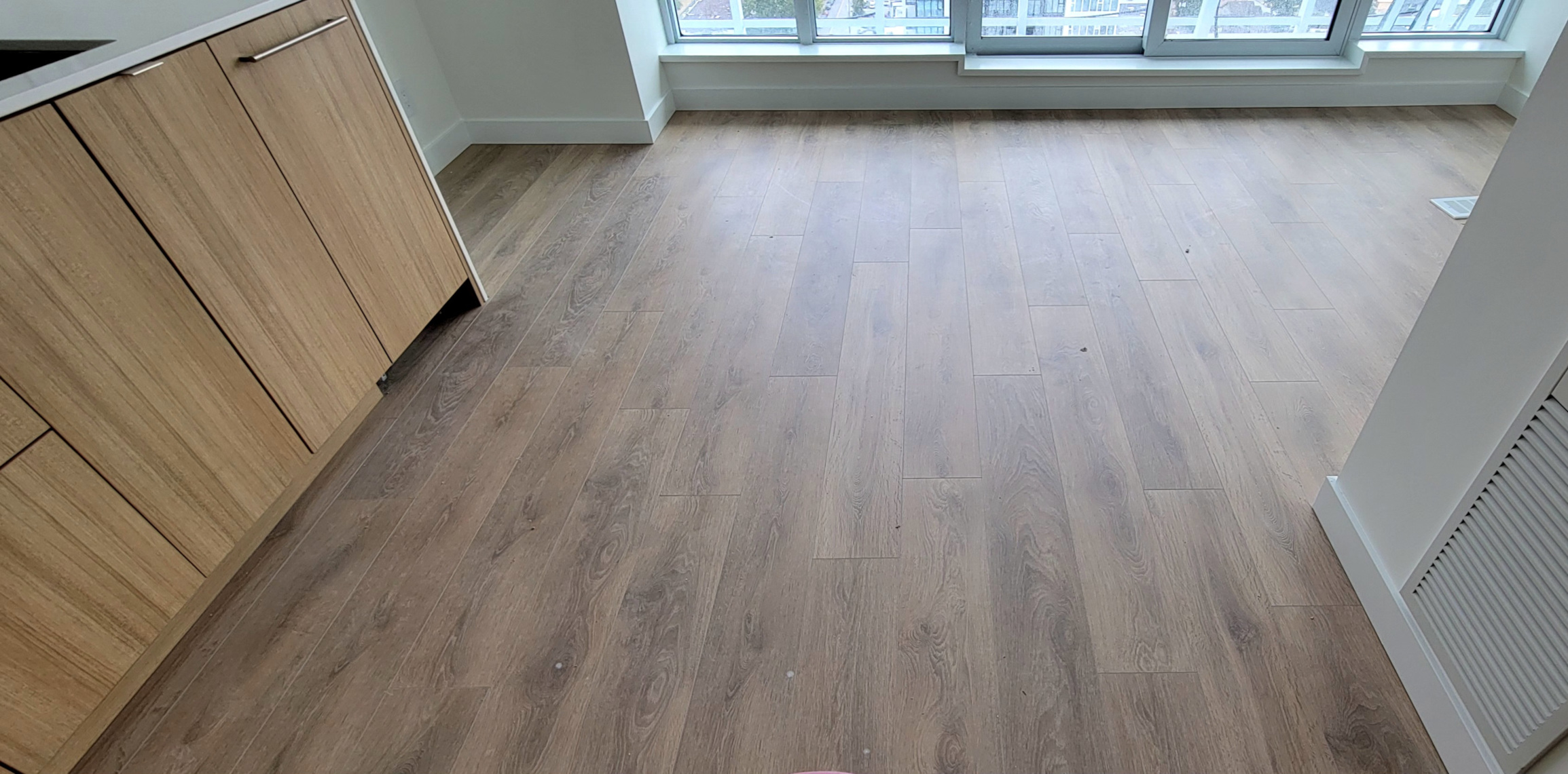 Hardwood flooring installation result.