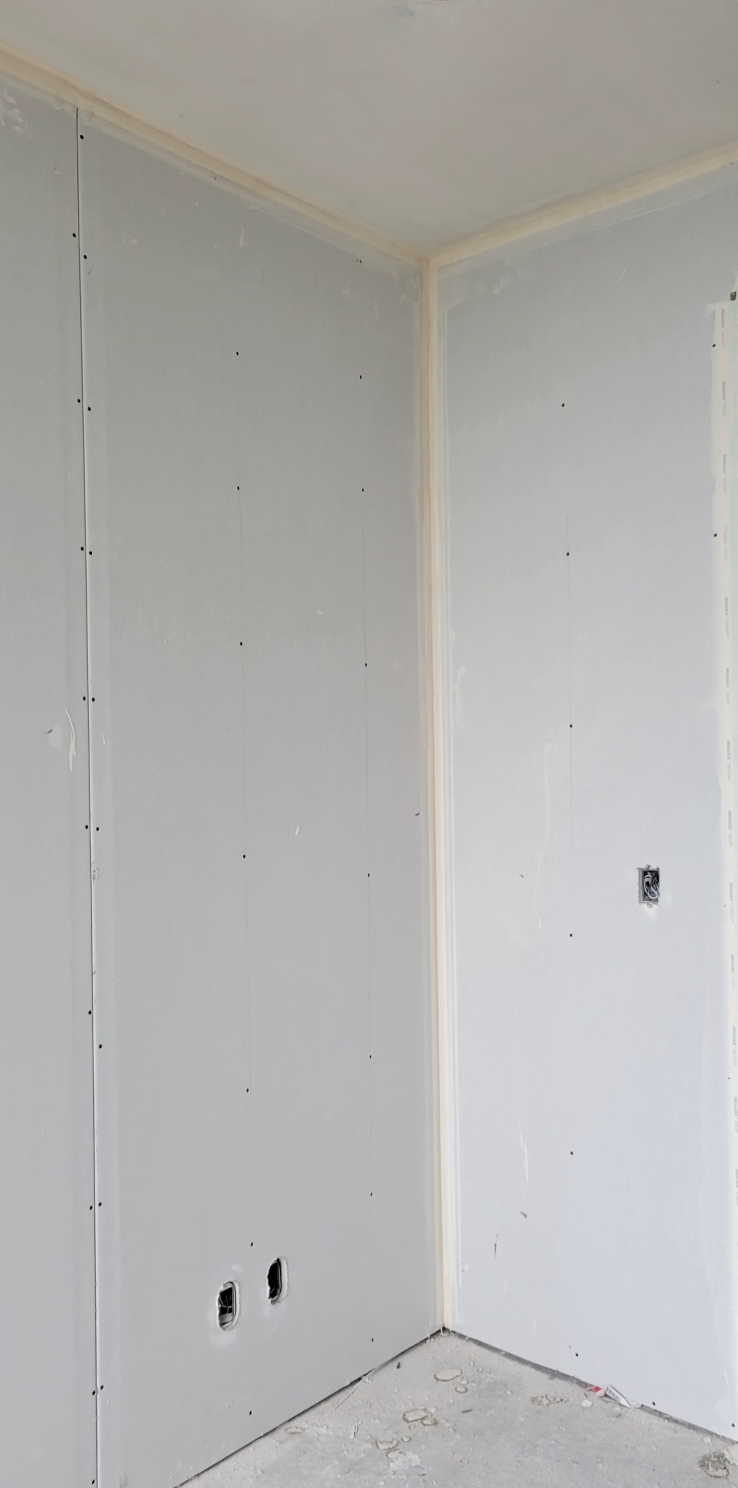Newly-installed drywall.