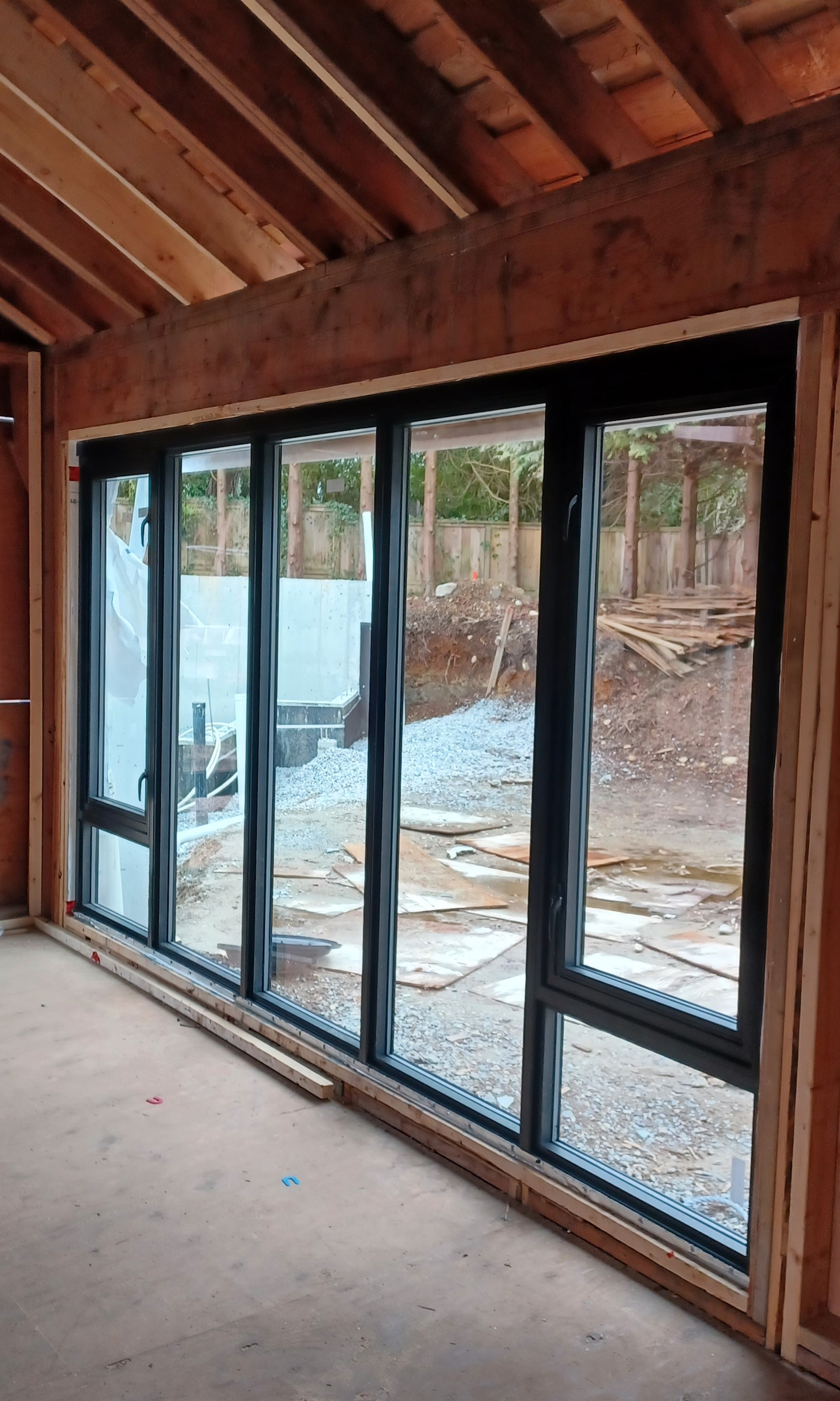 A set of newly-installed multi-part windows.