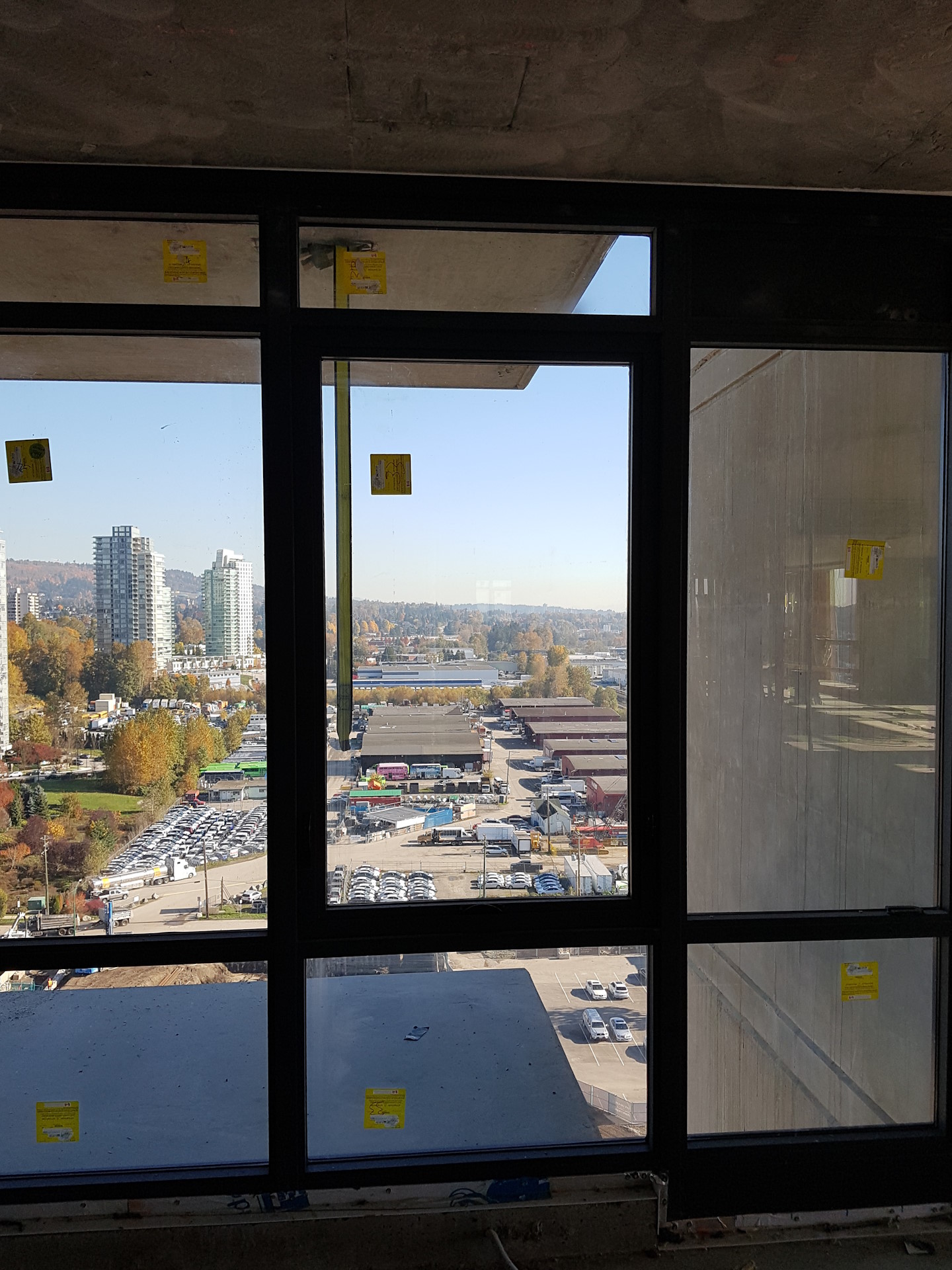 Recently-installed apartment windows walls.