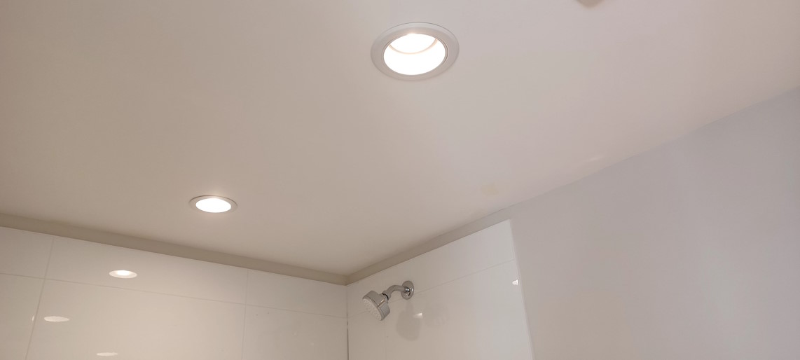 A painted bathroom ceiling.