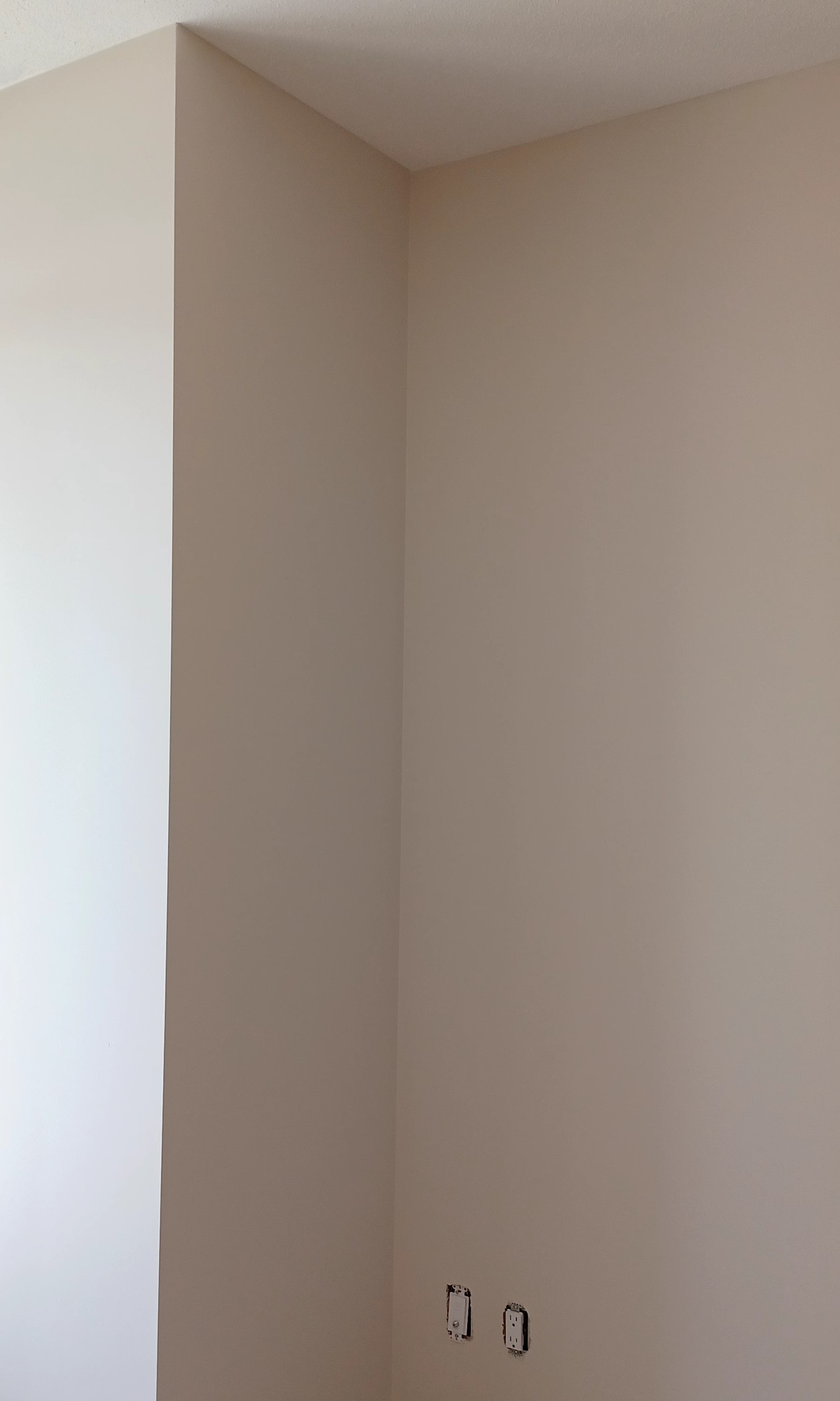 A closeup on painted wall corner.