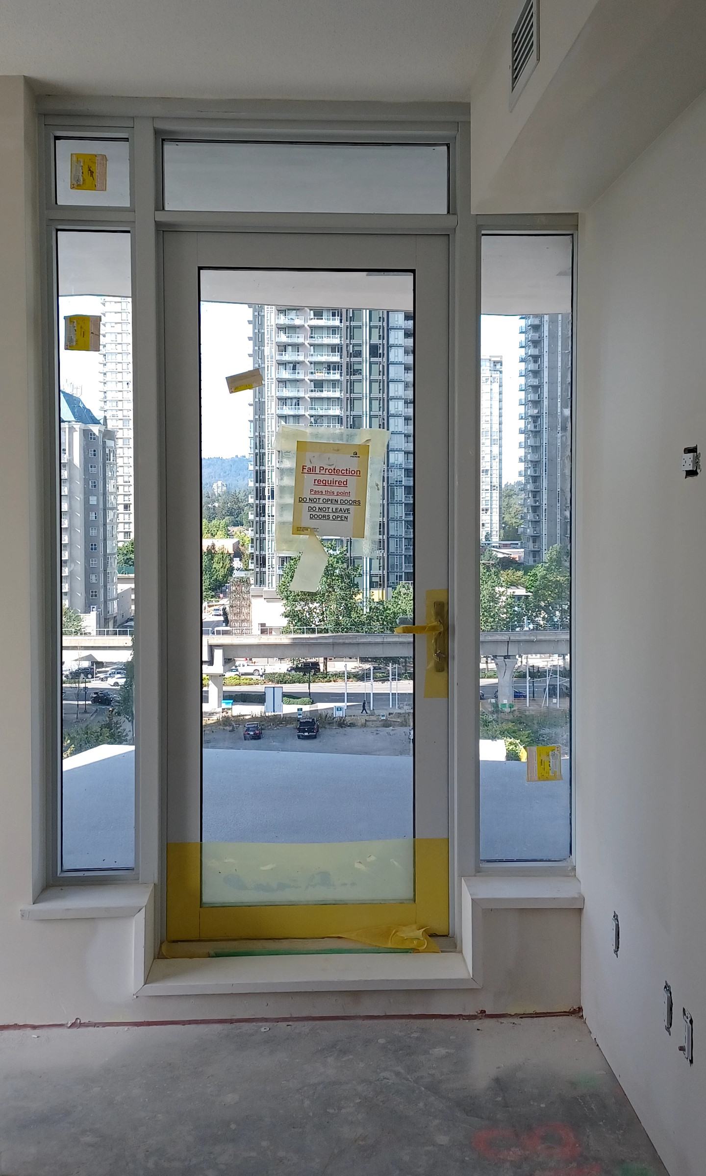 A newly-installed glass door.