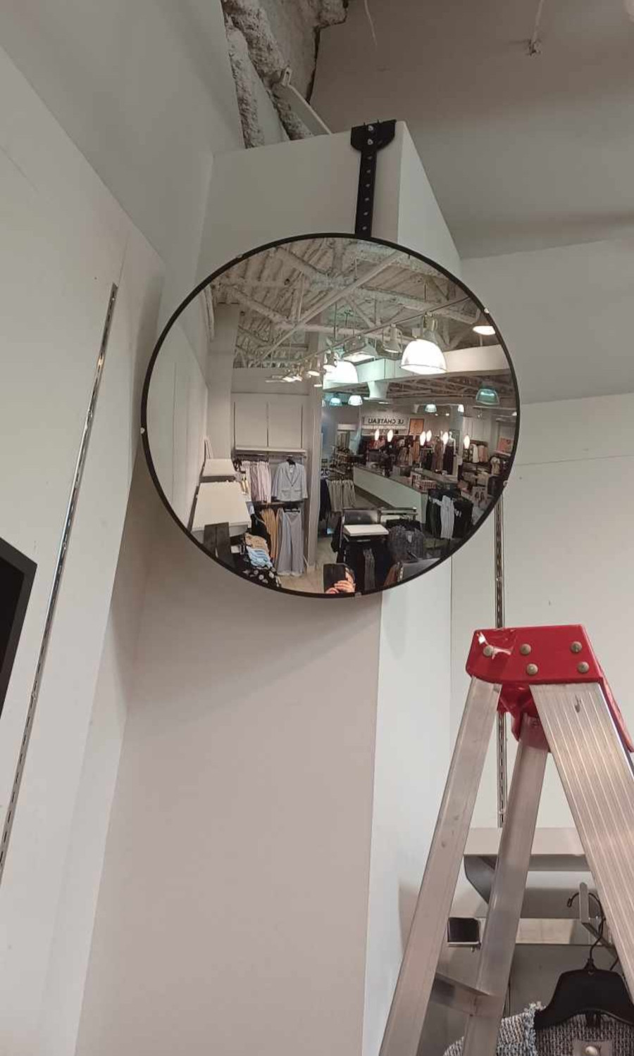 A recently-installed secuirty mirror.