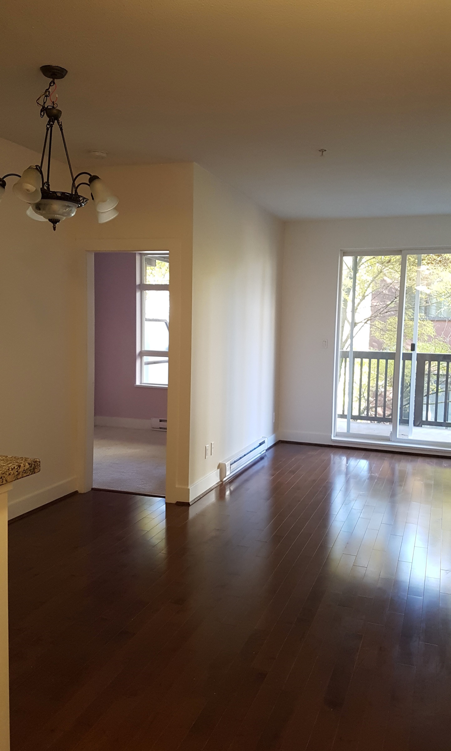 A renovated home living room, with painted walls and ceiling.