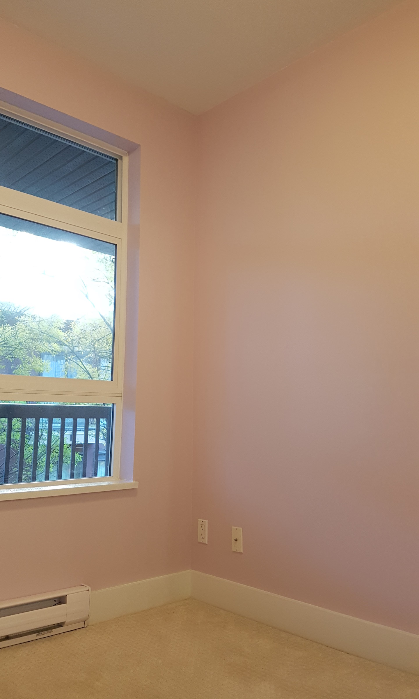 Painted bedroom corner walls.