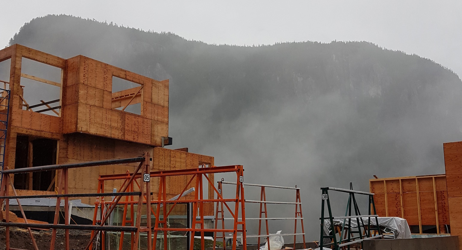 A house construction site.