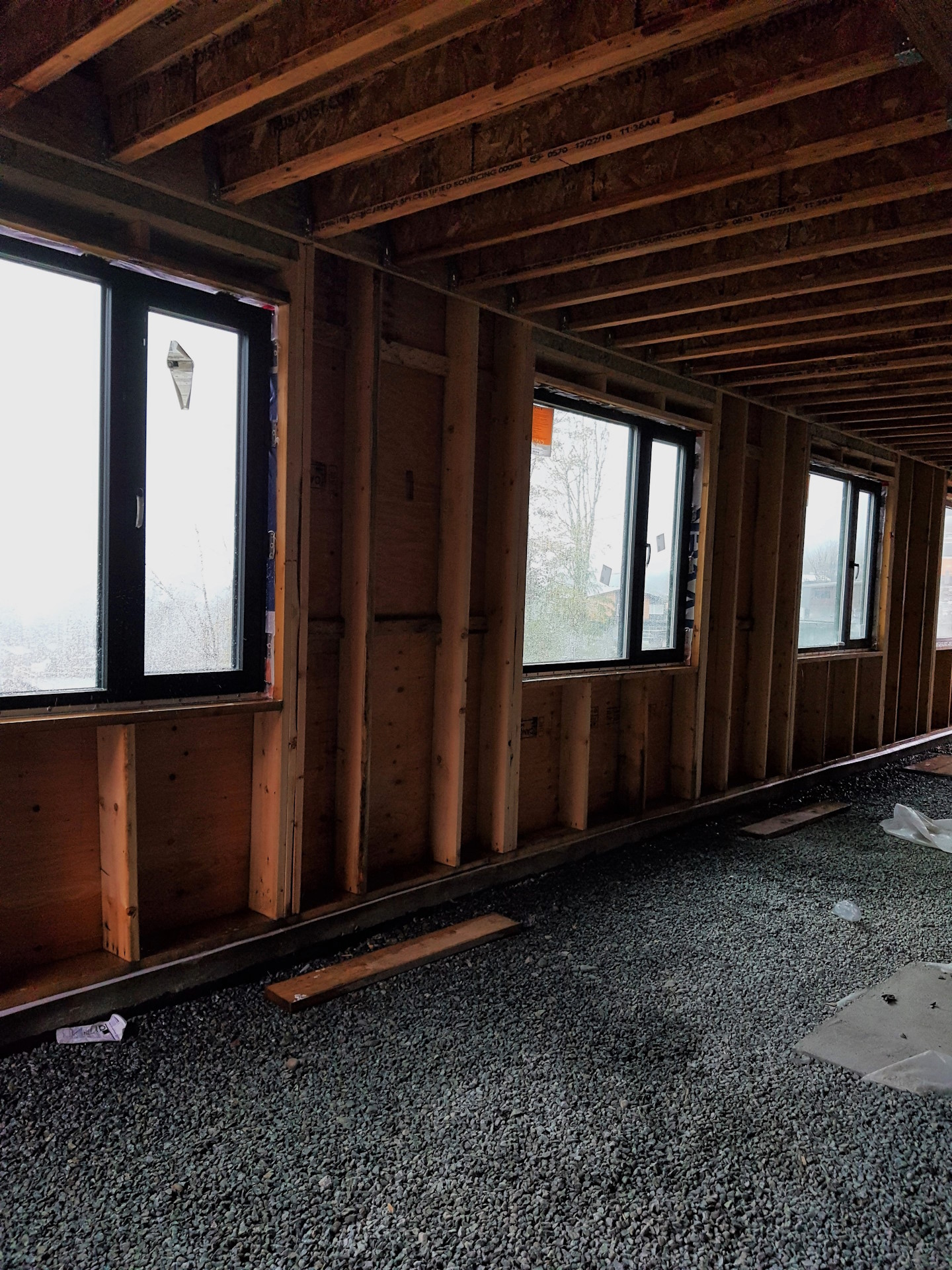 A set of installed house windows.