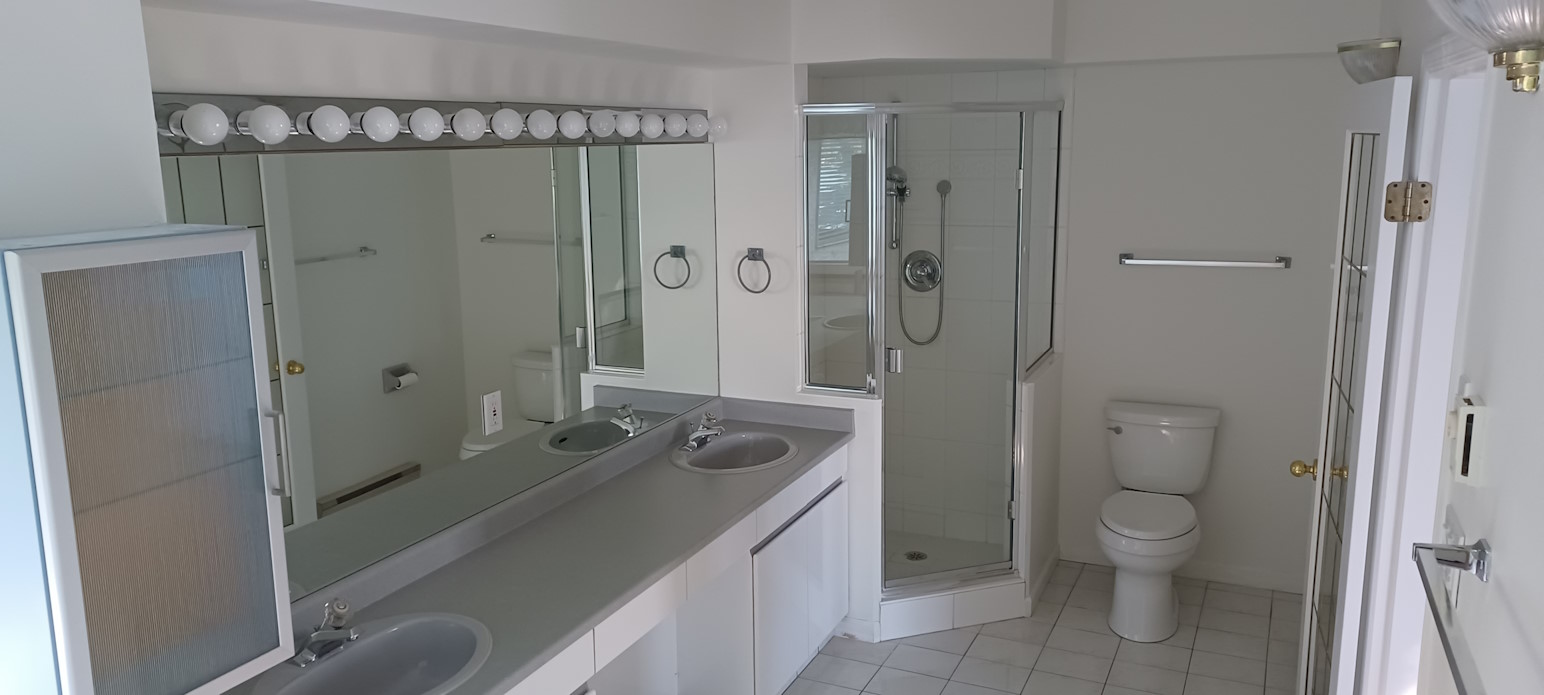 A renovated bathroom, with a fresh coat of paint.
