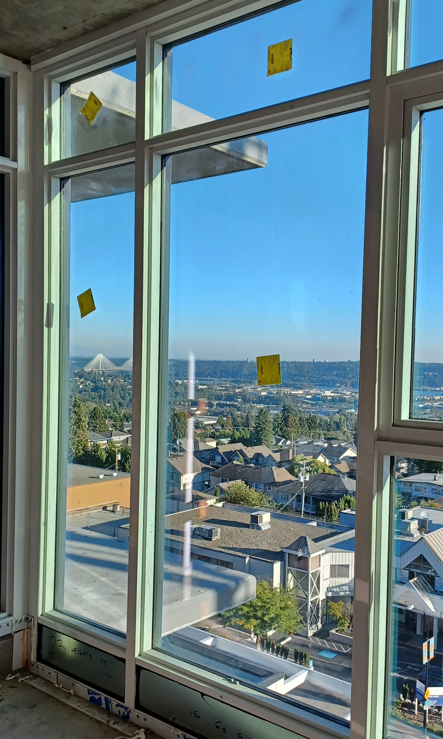 An installed office window wall.